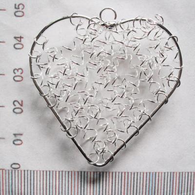 China Wholesale Handmade Silver Weave Mesh Heart Pendant BOHEMIA Iron Wire for sale