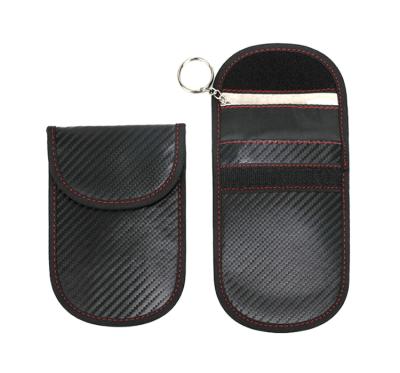 China Black Carbon Fiber Eco-friendly Color RFID Protector Key Pouch Bag FOB Signal Blocking For Keyless Car Keys for sale