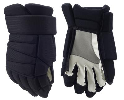 China Low price super wear-resistant leather popular product factory supply black palm ice hockey gloves protection for senior athlete for sale