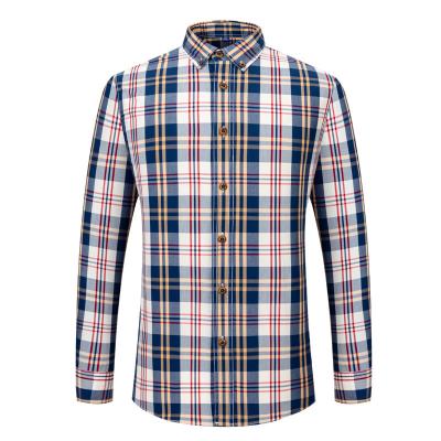 China Anti-pilling Custom cotton plain plaid flannel t shirts men's striped long sleeve casual young men's polo shirts wholesale for sale