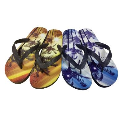 China Damping Various Brands Colorful Printed Promotional Wholesale Flip Flops Cheap Price EVA Rubber Beach Slippers Custom for sale