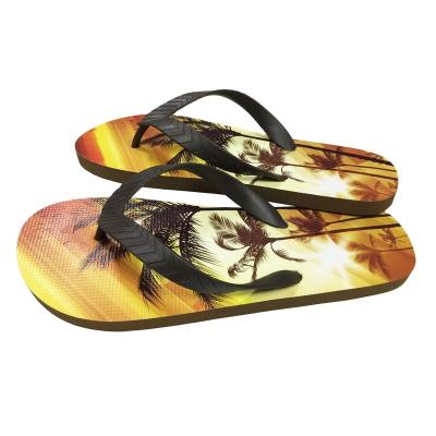 China Factory Direct Wholesale Hot-selling OEM Cushioning Flip Flops With Heat Transfer Printing Insole Slippers For Men for sale