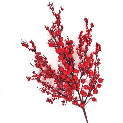 China Home Decoration Berry Pick Branch Artificial Red Berries Low MOQ Plastic and Yarn Wholesale Factory for sale