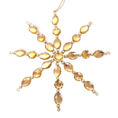 China Metal / Plastic Golden Jewel Snowflake Hanging Ornament for sale