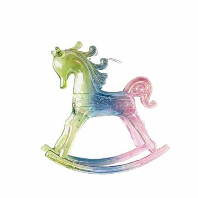 China Popular New Design Party Fashionable Christmas Gift Rainbow Color Christmas Rocking Horse Ornament Decoration for sale