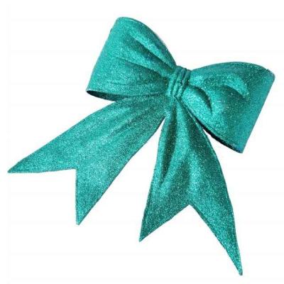 China Plastic Christmas Decoration Supplies Plastic Indoor Glitter Bow Christmas Decoration for sale