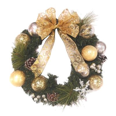 China Braid Christmas First Decorations Braid Gold Baubles Pine Cones Christmas Door Hanging Garland for sale