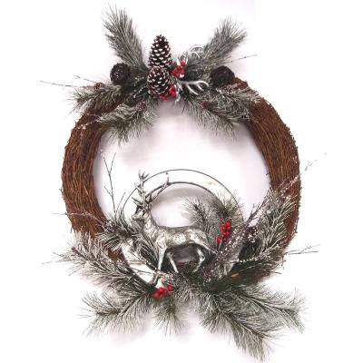 China Natural Artificial Handmade Decor Christmas Rattan Reindeer Garland Garland Hanging Decoration for sale