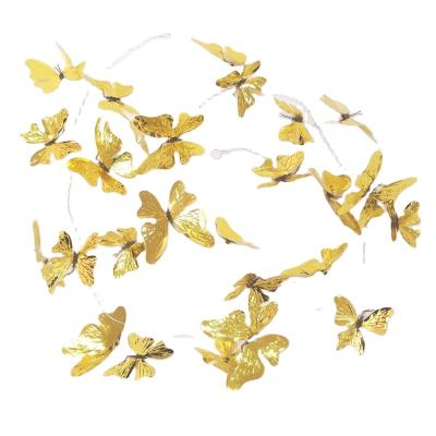 China Plastic and Wire Christmas Birthday Wedding Backdrop Decoration Spring Gold Metallic Butterfly Garland for sale