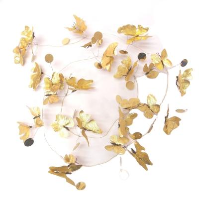 China Hot Selling Fabric And Yarn Customize Color Christmas And Seasonal 6 Feet Gold Butterfly Garland Fabric for sale