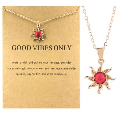 China Sun God Environmental Friendly Necklace Ruby Sun Flower Clavicle Chain Card Female Creative Necklace for sale