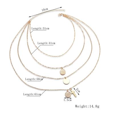 China FASHIONABLE personalized simple multi-layer necklace collarbone chain creative retro round cross necklace for sale