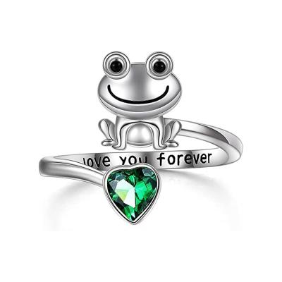 China Adjustable Animal Frog Ring Jewelry Women Crystal Love Heart Diamond Gemstone Alloy Opening Cute Simple Trendy MAIXI 2022 New for sale