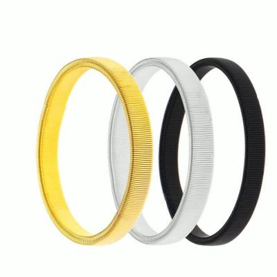 China FASHIONABLE Men's Metal Gold Plated Spring Bangle Arm Ring Cuff Circle Elastic Elastic Bracelets for sale