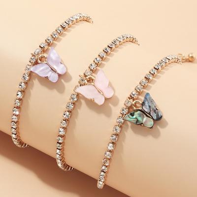 China Fashion jewelry full rhinestone butterfly bracelet creative anklet bracelet All-match trendy trendy women small for sale