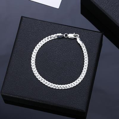 China Fashionable 925 European and American gold-plated accessories jewelry horse whip chain hip hop style wholesale female silver bracelet for sale