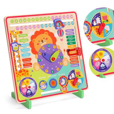 China Innovative New Children's Time Preschool Teaching Aids Environmental Protection Product Toys Calendar Daily Cognitive Clock Toys for sale