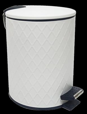 China Slim Minimalist 3L Embossing Cover Diamond Slidable White Trash Can For Home for sale