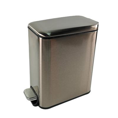 China Sustainable Rectangle Stainless Steel Step Trash Can for sale