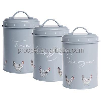 China New style sustainable kitchen storage bin sets/storage box canisters/round metal storage for sale