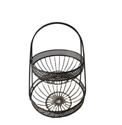 China Sustainable Brown Powder Coating 2 Tiers Wire Fruit Basket for sale