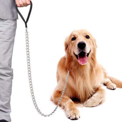 China Hot Selling Personalized Amazon Moss Dog Chain Twist Chain With Padded Handle Pull Rope Horseshoe Buckle Chrome Plated Metal for sale