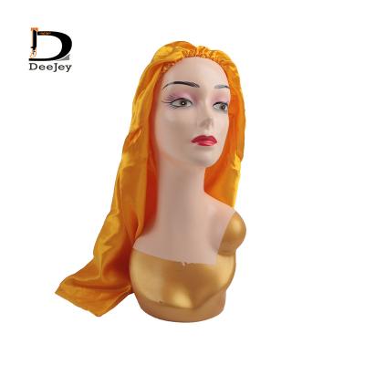 China High Quality Striped In China Customize Hood Extra Long With Private Logo For Braid Designer Hair Satin Hood Along for sale