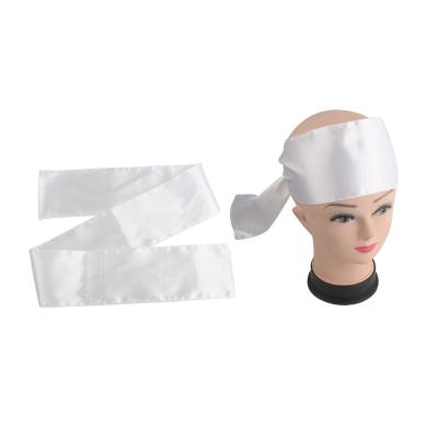 China 4 Inch Wide Luxury Satin Edge Wrap Simple White Blank Hair Band Wraps Scarf Head Band Tie Belt for sale