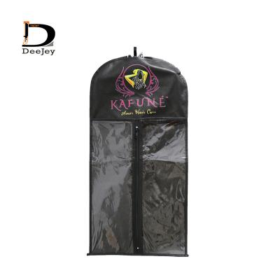 China Viable Custom Logo Packaging Bags For Virgin Hair Extension Wig Storage Bag With Hanger for sale