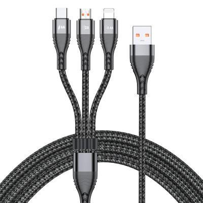 China Wholesale MP3/MP4 Player 6A 3 in 1 Braided Cable 66W/40W Fast Charging Supper TYPE Fast C USB Cable 2.4A Charger Date Cable For iPhone for sale