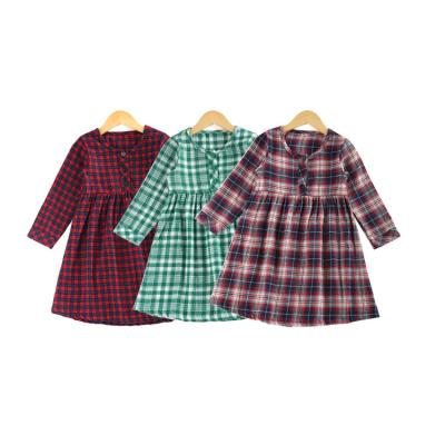 China Wholesale Breathable Cloth Newborn Plaid Flannel Baby Clothes Long Sleeve Kids Ruffle Dress Girls Nightgown Sleep Wear for sale