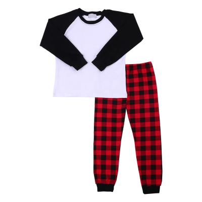 China Pajamas Customized Size And Pattern Type Buffalo Plaid Cotton Fabric Knit Soft Cheap Kids Sleepwear Kids Cotton Knit Pajamas for sale