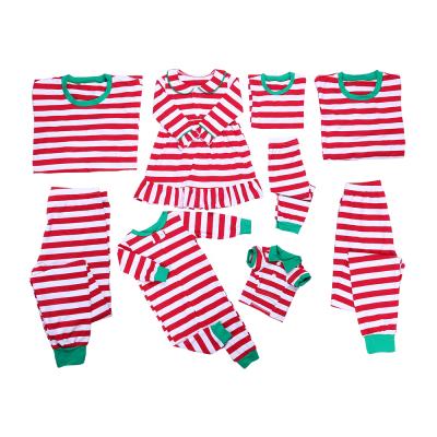 China Knit 2019 Fall Winter Christmas Red Stripe Round Neck Family Adult Woman Man Kids Cotton Sleepwear Cheap Cute Pajamas for sale