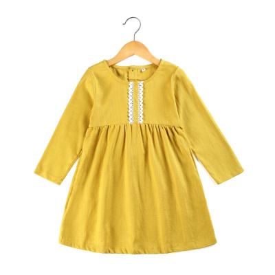 China 2022 Wholesale Anti-static Kids Dresses For Girls Long Sleeve Button Baby Girl Fashion Canvas Dress for sale