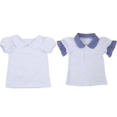 China Peter Pan Collar Babies Simple White Custom Made T-shirts Boutique Shirts Cotton Breathable T-shirt for sale