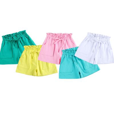 China QUICK DRY 2022 Summer Kids Shorts Plain 95%cotton Soft Pink Ruffled Custom Baby Shorts for sale