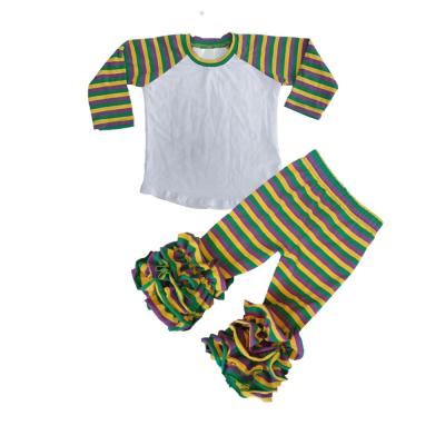 China Organic Baby Clothing Sets Toddler Girls Boutique Holiday Cotton Mardi Gras Casual Matching Raglans Leg Warmers Icings Organic Baby Matching Cute Outfit for sale