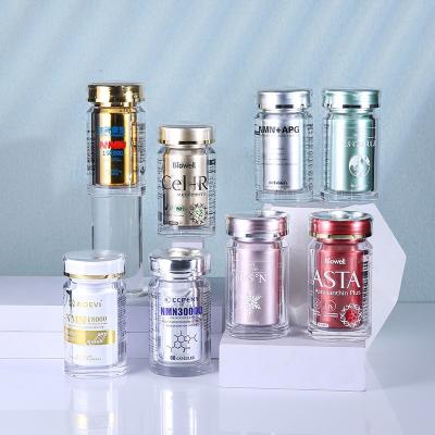 China Medicine CUSTOM PS Pill Bottle with Inner Container Customer Design Printing Empty Bottles for Pills Capsule Tablet Vitamin Supplement for sale