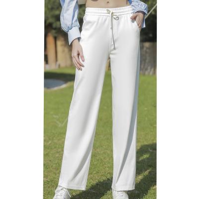 China 2023 Breathable Straight Summer Wide-Leg Pants Knit Cotton Fashion All-match Pants White Casual Women's Clothing for sale