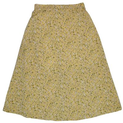 China New female skirt a-line casual pleated printed retro high waist anti-static summer floral skirt long skirt for sale