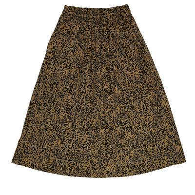 China New breathable summer leopard print pleated skirt female casual a-line retro high waist floral skirt long skirt for sale