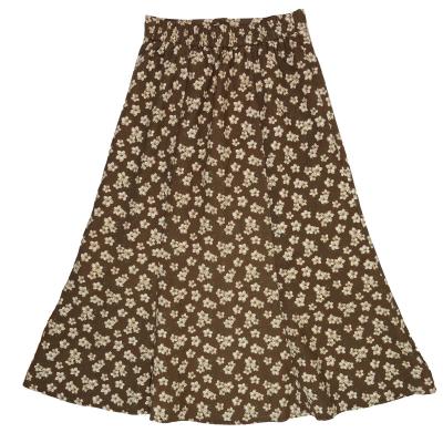 China New breathable summer small flower print pleated skirt female casual a-line retro high waist floral skirt long skirt for sale