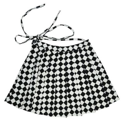 China Y2K New Style College Plaid Rhombus Summer White Pleated Skirt Shorts Breathable Sexy Female Casual Elastic Mini Waist Skirt for sale