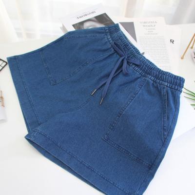 China Korean version viable pants jeans summer retro high waisted short wide legs jeans women's denim shorts elastic women's shorts for sale