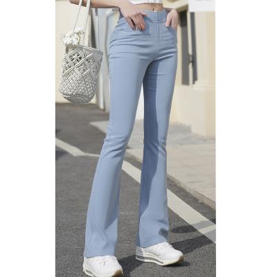 China Viable Solid Color Accepted New 2023 Retro High Street Slim Style Retro Slim Style Women's Casual Clothing Waist Flare Pants For Women for sale