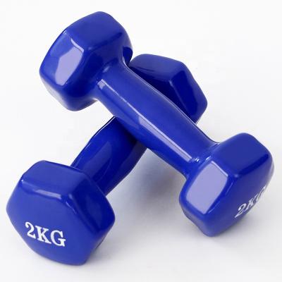 China Hot Selling Home Fitness Amazon OEM PVC Coating Covered Small Strength Solid Exercise Cast Iron Dumbbell For Home Fitness for sale