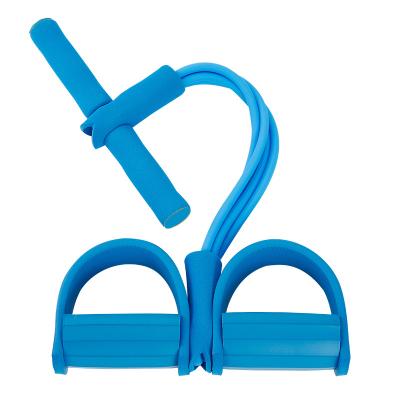 China Durable Hot Selling Elastic Sit Up Pull Rope Chest Expander Multifunctional 4 Band Tube With Foot Pedal for sale