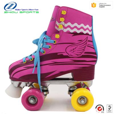 China Hot Sale Kids And Child Wings Model ABEC-7 Aluminum Frames Bearing Fashion Pink Soy Luna Quad Leather Roller Skates Shoes For Kids for sale