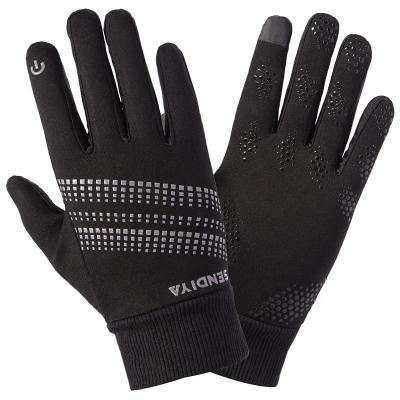 China Winter Outdoor Sports Wear Resistant Full Finger Fleece Keep Warm Skidproof Screen Touchable Bicycle Gloves for sale