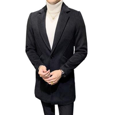 China Autumn British Business Trench Slim Pea Lapel Long Mens Cashmere Coat Men's Cashmere Wool Anti-Shrink Solid Wool Coat For Winter Wear for sale